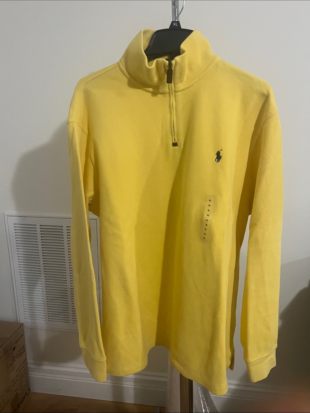 Ralph Lauren Men’s Yellow 1/4 Zip Pullover Estate Rib Sweater